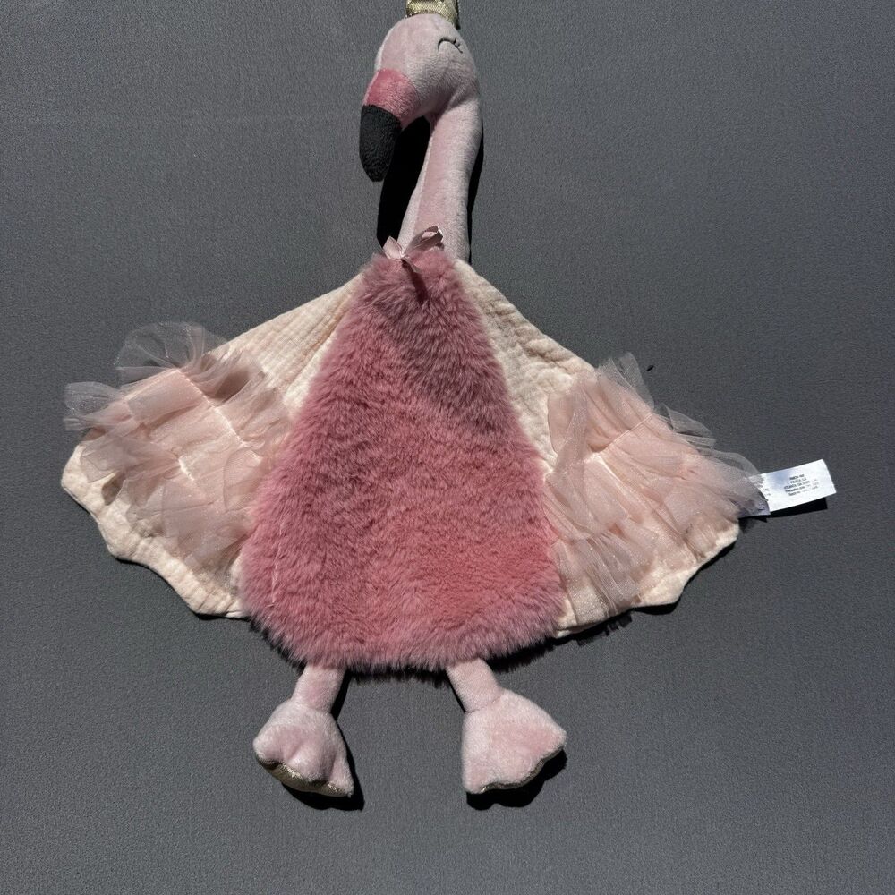 Mon Ami Felicity Flamingo Security Blankie, Pink  Lovey Plush Princess Crown